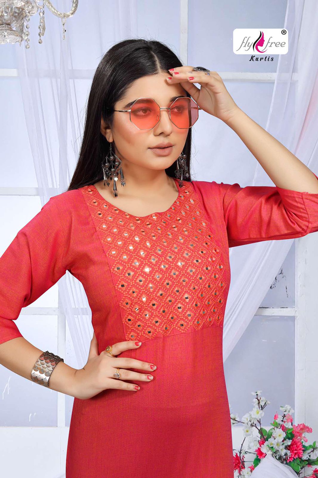 Fly Free Sunwin Latest Fancy Ethnic Wear Rayon Designer Kurti Collection